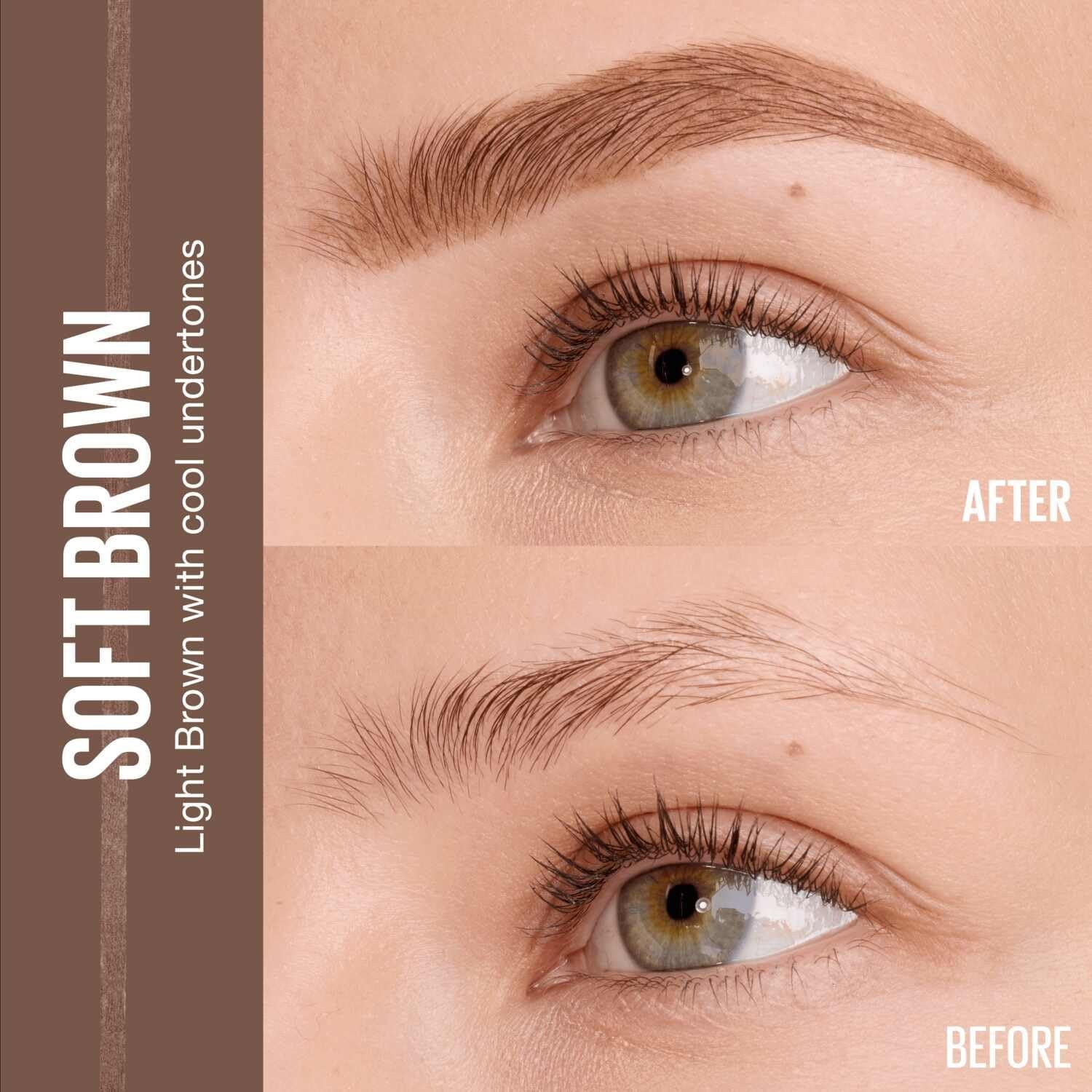 Express Brow Ultra Slim Eyebrow Makeup, Brow Pencil with Precision Tip and Spoolie for Defined Eyebrows, Soft Brown, 1 Count