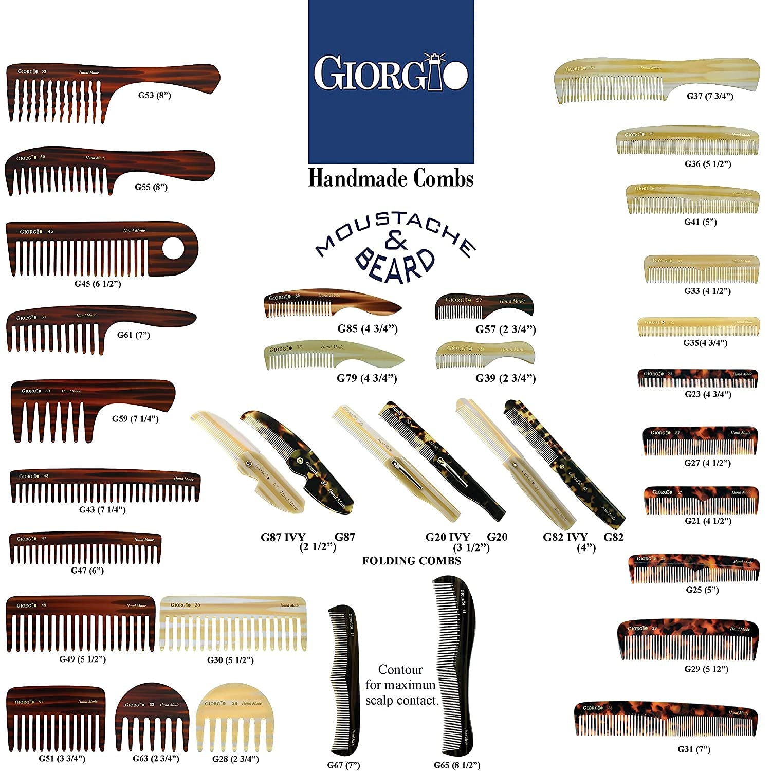 G87IVY Folding Mustache Comb and Beard Comb, Small Pocket Comb for Men Everyday Grooming and Hair Care. Handmade, Saw-Cut and Hand Polished Styling Men'S Folding Comb
