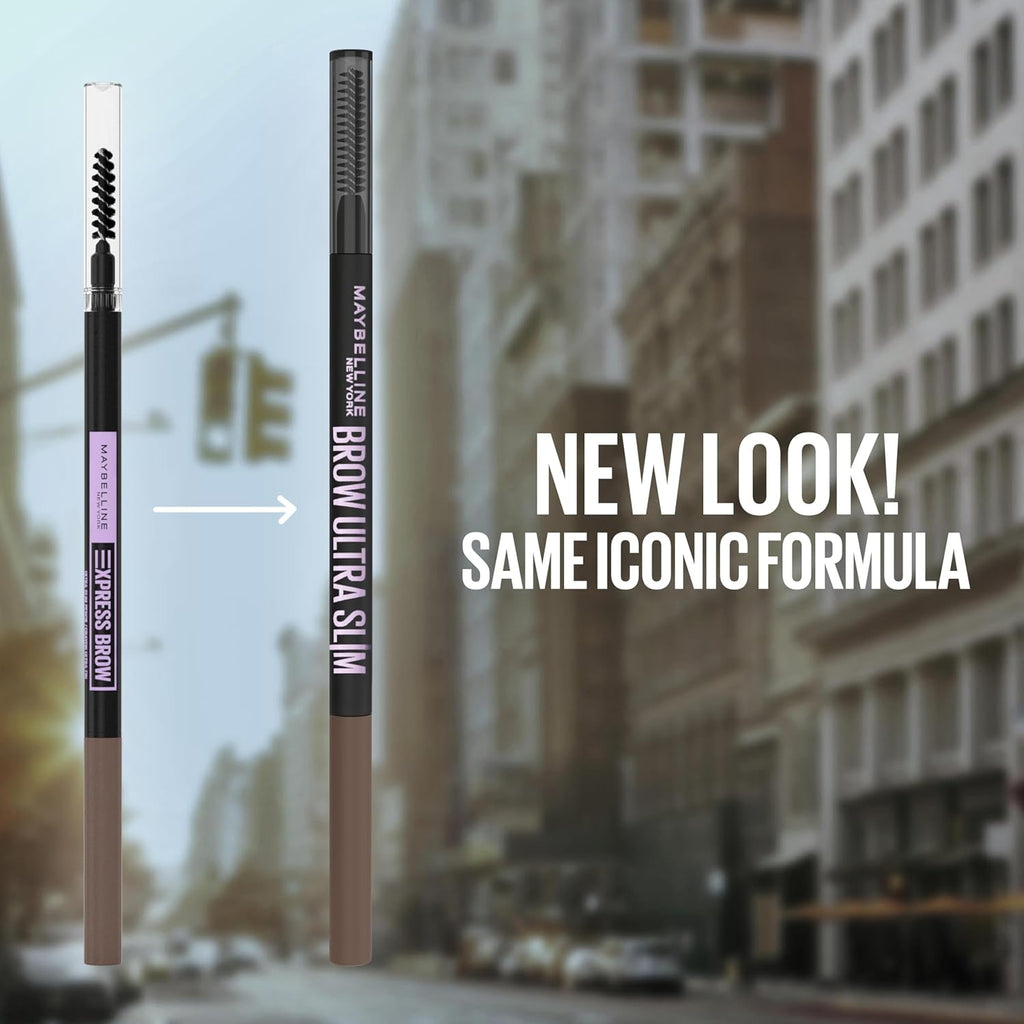 Express Brow Ultra Slim Eyebrow Makeup, Brow Pencil with Precision Tip and Spoolie for Defined Eyebrows, Soft Brown, 1 Count