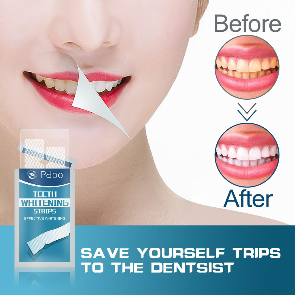 Teeth Whitening Strip - Whitening Strips for Teeth Sensitive, Professional Teeth Whitening Strips, Fast Remove Smoking, Coffee, Wine Stains, Teeth Whitening Kit Pack of 28 Non-Slip Strips