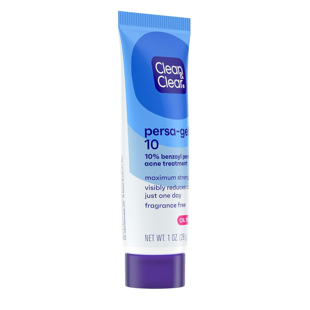 Persa-Gel 10 Oil-Free Acne Spot Treatment with Maximum Strength 10% Benzoyl Peroxide, Topical Pimple Cream & Acne Gel Medication for Face Acne, Fragrance-Free, 1 Fl. Oz, 4 Pack