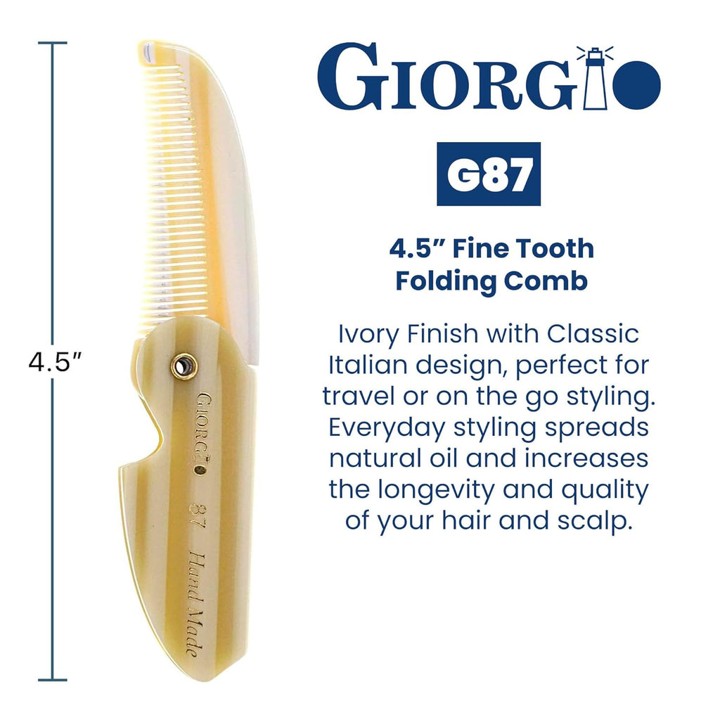 G87IVY Folding Mustache Comb and Beard Comb, Small Pocket Comb for Men Everyday Grooming and Hair Care. Handmade, Saw-Cut and Hand Polished Styling Men'S Folding Comb