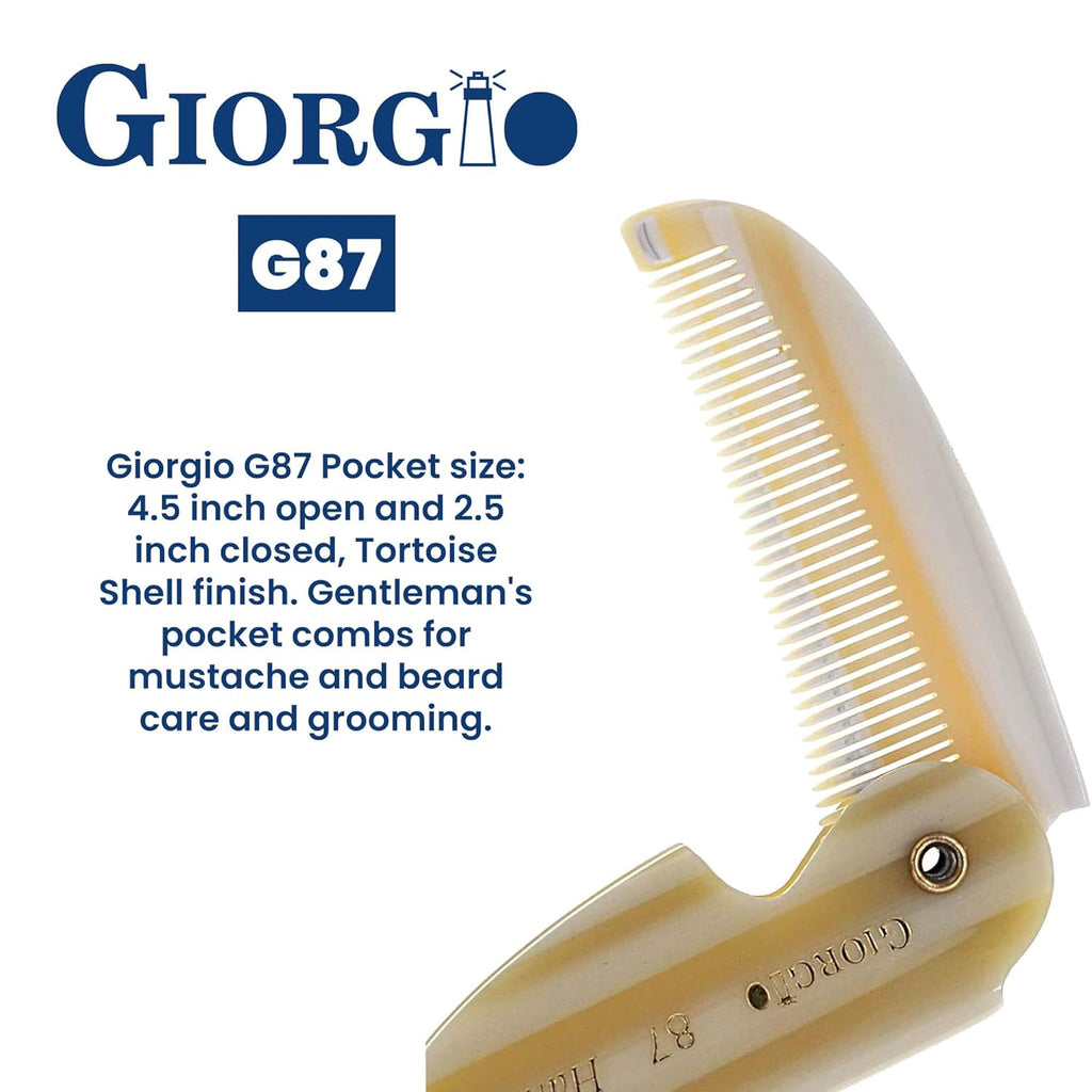 G87IVY Folding Mustache Comb and Beard Comb, Small Pocket Comb for Men Everyday Grooming and Hair Care. Handmade, Saw-Cut and Hand Polished Styling Men'S Folding Comb