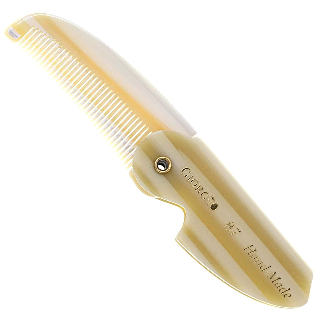 G87IVY Folding Mustache Comb and Beard Comb, Small Pocket Comb for Men Everyday Grooming and Hair Care. Handmade, Saw-Cut and Hand Polished Styling Men'S Folding Comb